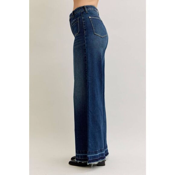 Judy Blue High Waist Palazzo Widest Leg Jeans &  Front Patch Pockets 28" [size 7 - Picture 5 of 7